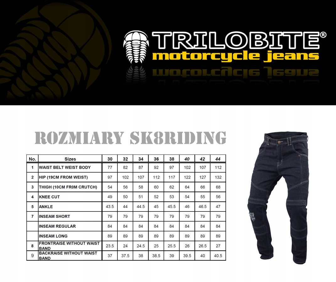 Spodnie Motocyklowe TRILOBITE SK8 30 | SALE -40% Rozmiar S