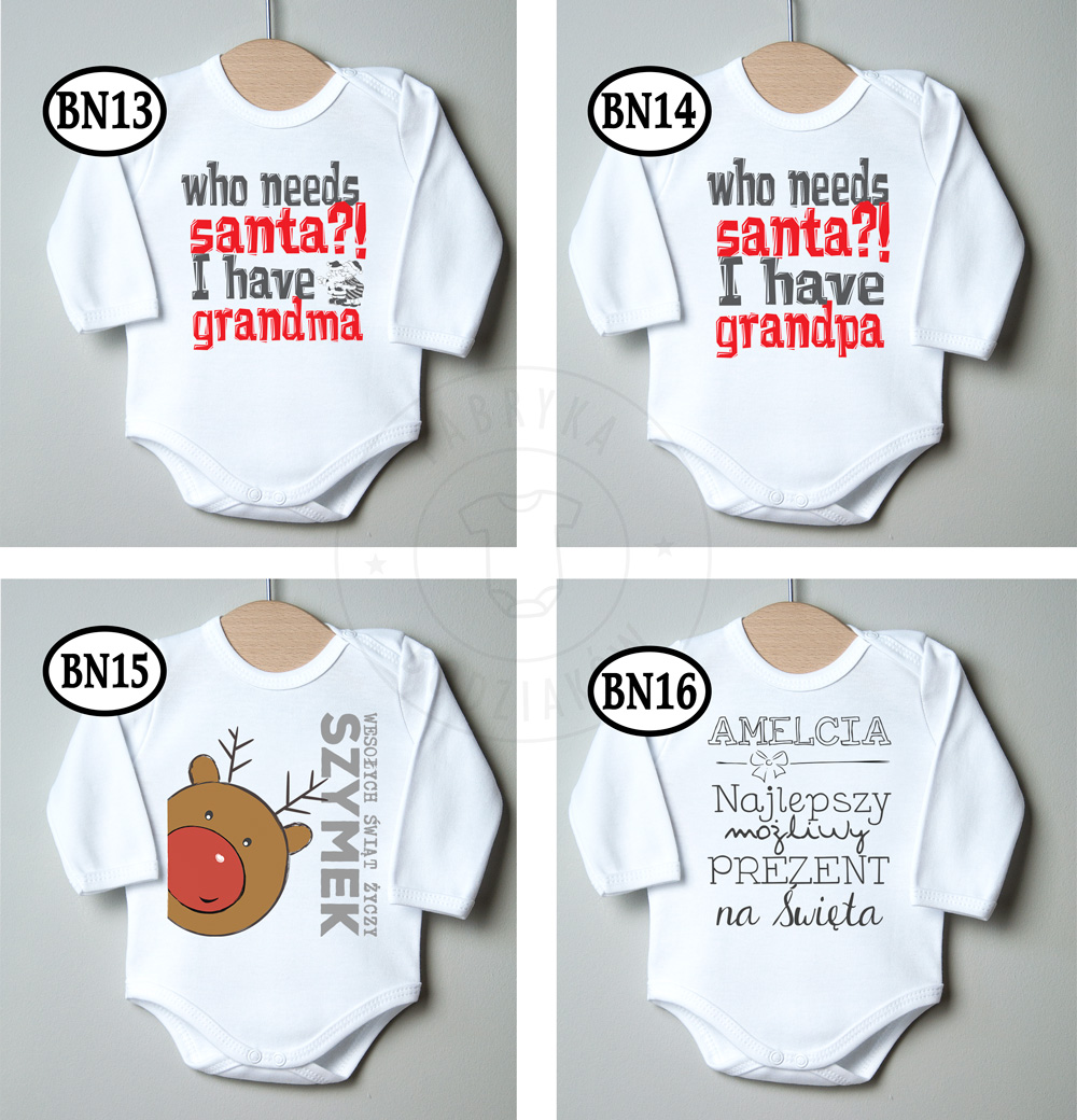 BODY świąteczne MIKOŁAJ na ŚWIĘTA 80 PREZENT WZORY Wiek dziecka 9 m +