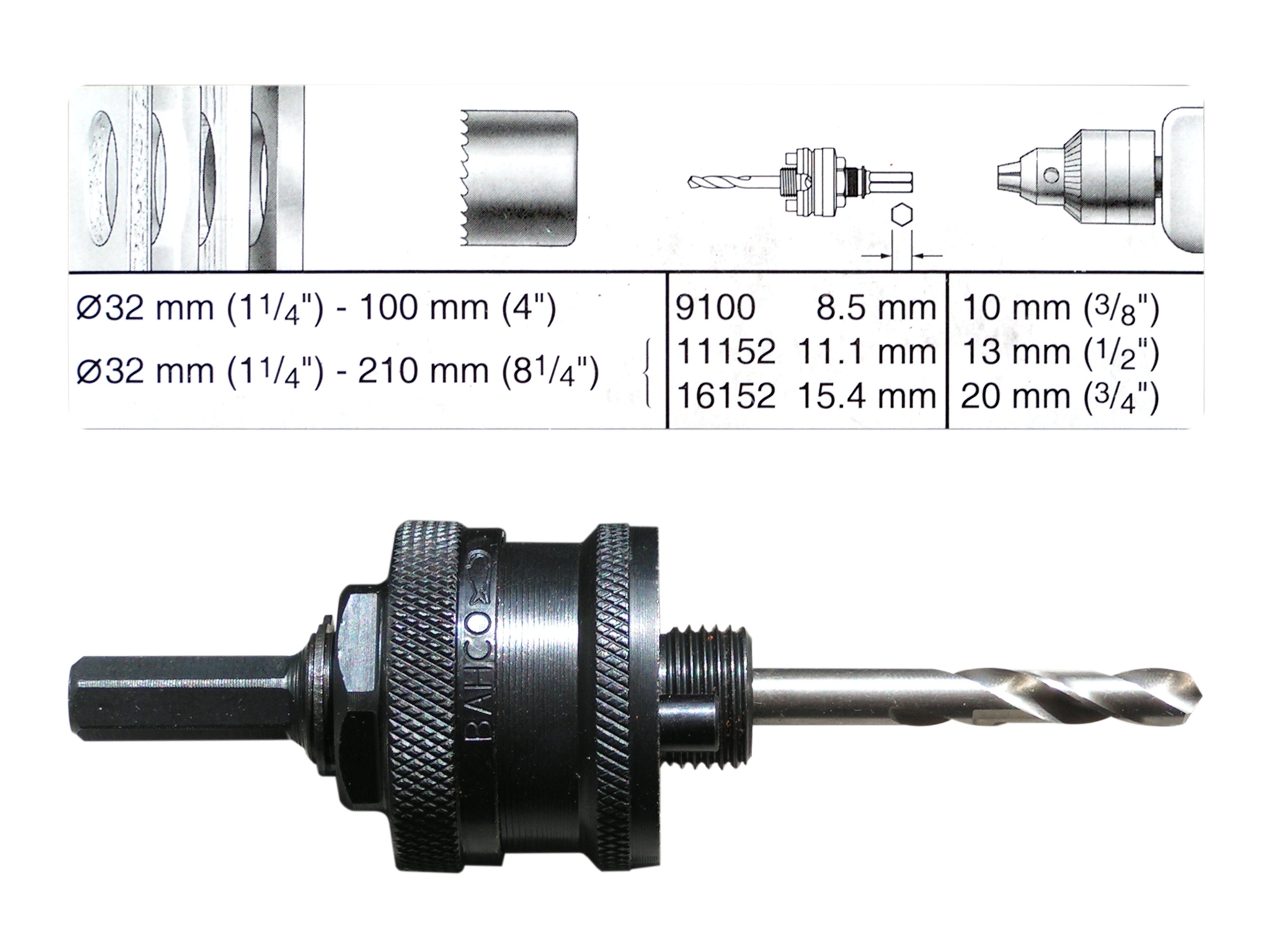 Vrták pro korunky 8,5 – 20 mm Bahco