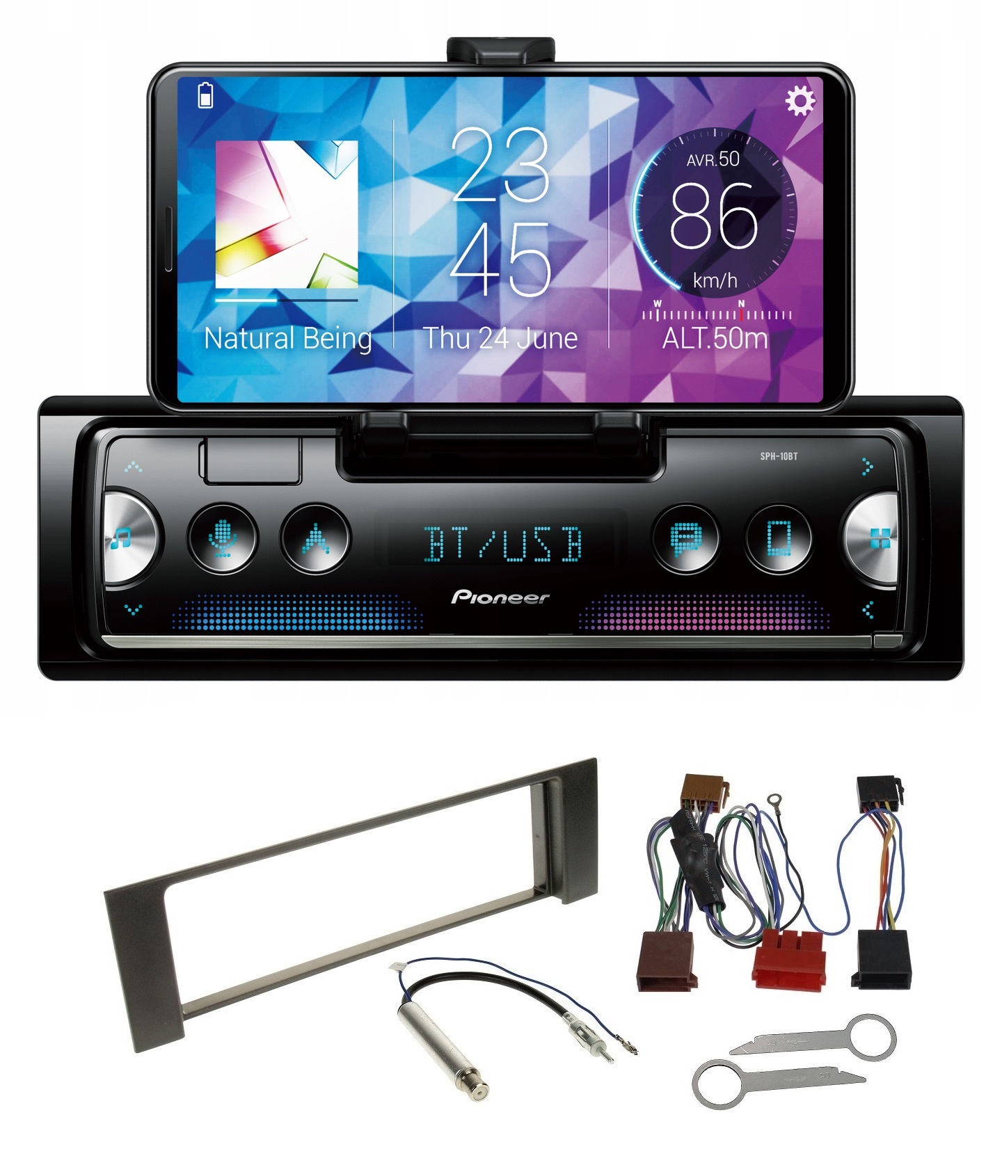 Autorádio Pioneer SPH-10BT Bluetooth Usb Audi A4 B6 rámček konektor