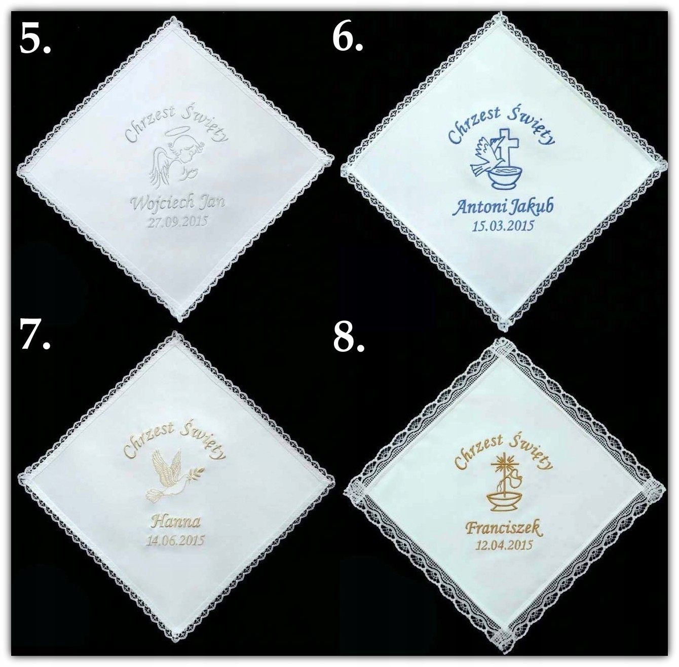 SZATKA szata do chrztu z HAFT IMIĘ chrzest chłopca Wzór dominujący napisy