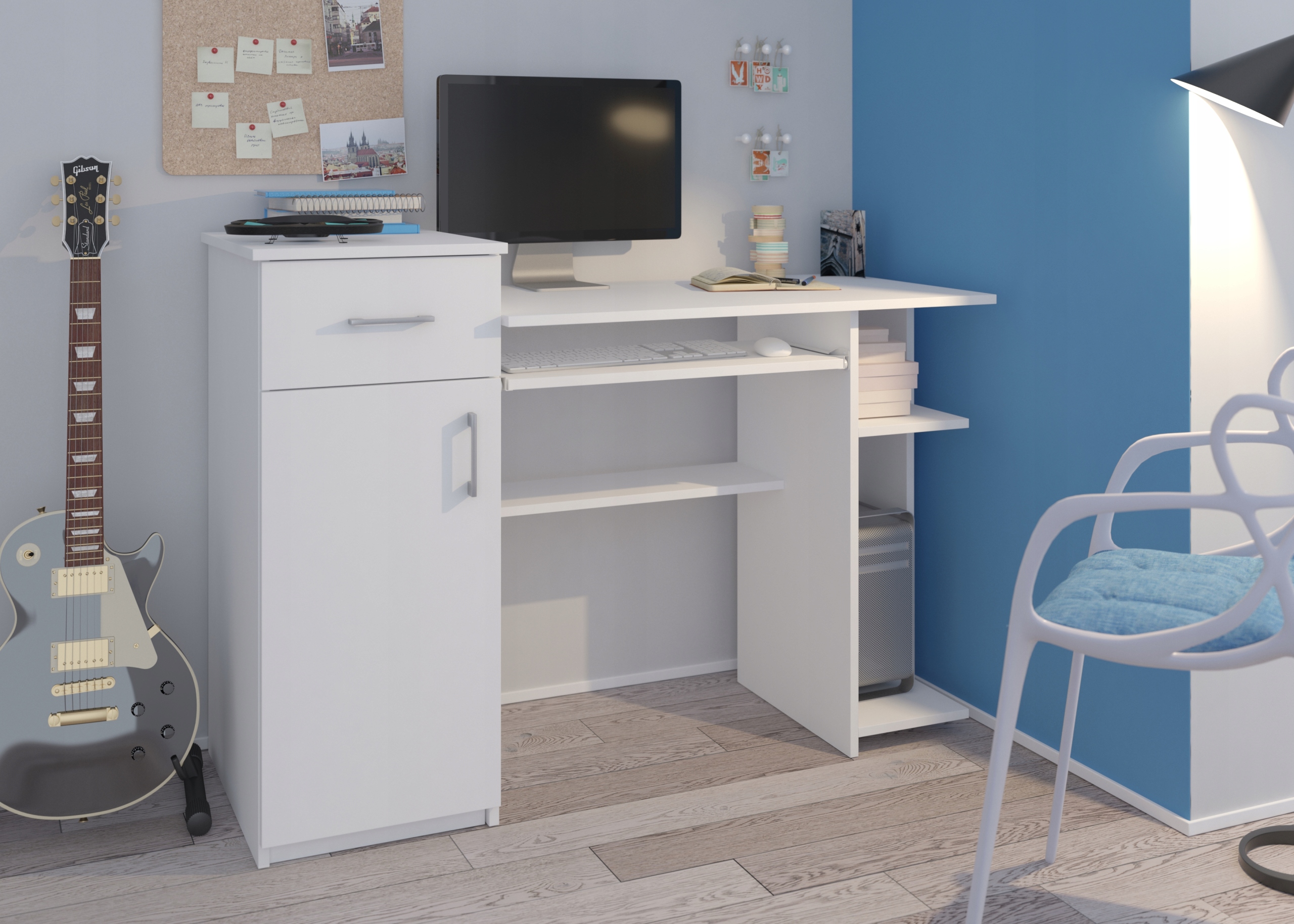 BIURKO KOMPUTEROWE 120CM STOLIK LAPTOP BIAŁE N-8