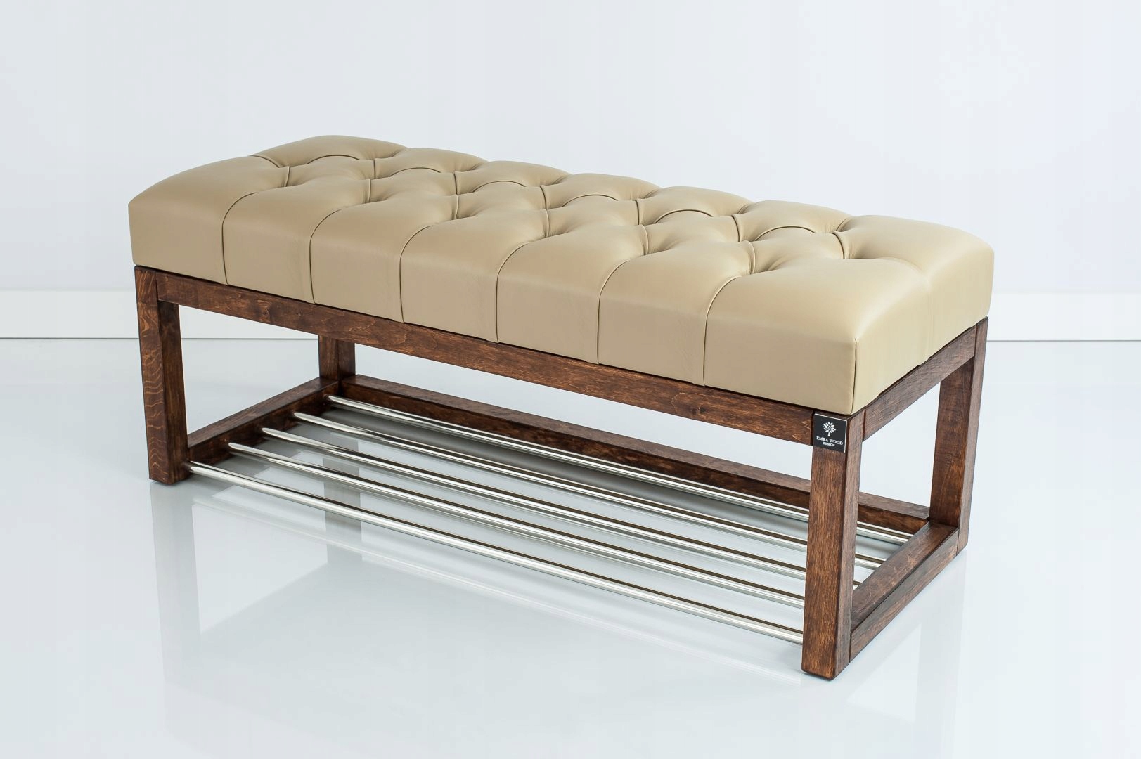 90 Producent Ławka Pikowana Beż EMRA WOOD Materiał drewno