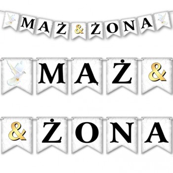 

Baner girlanda Mąż Żona kolor Mega banery Mr Mrs
