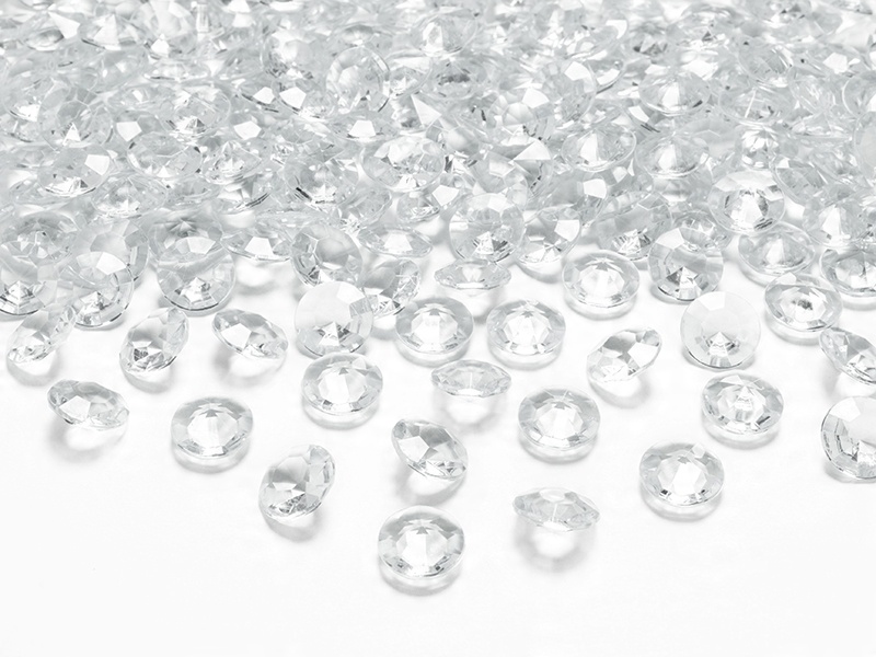 

Diamentowe konfetti 100 szt 12 mm Ślub bezbarwne