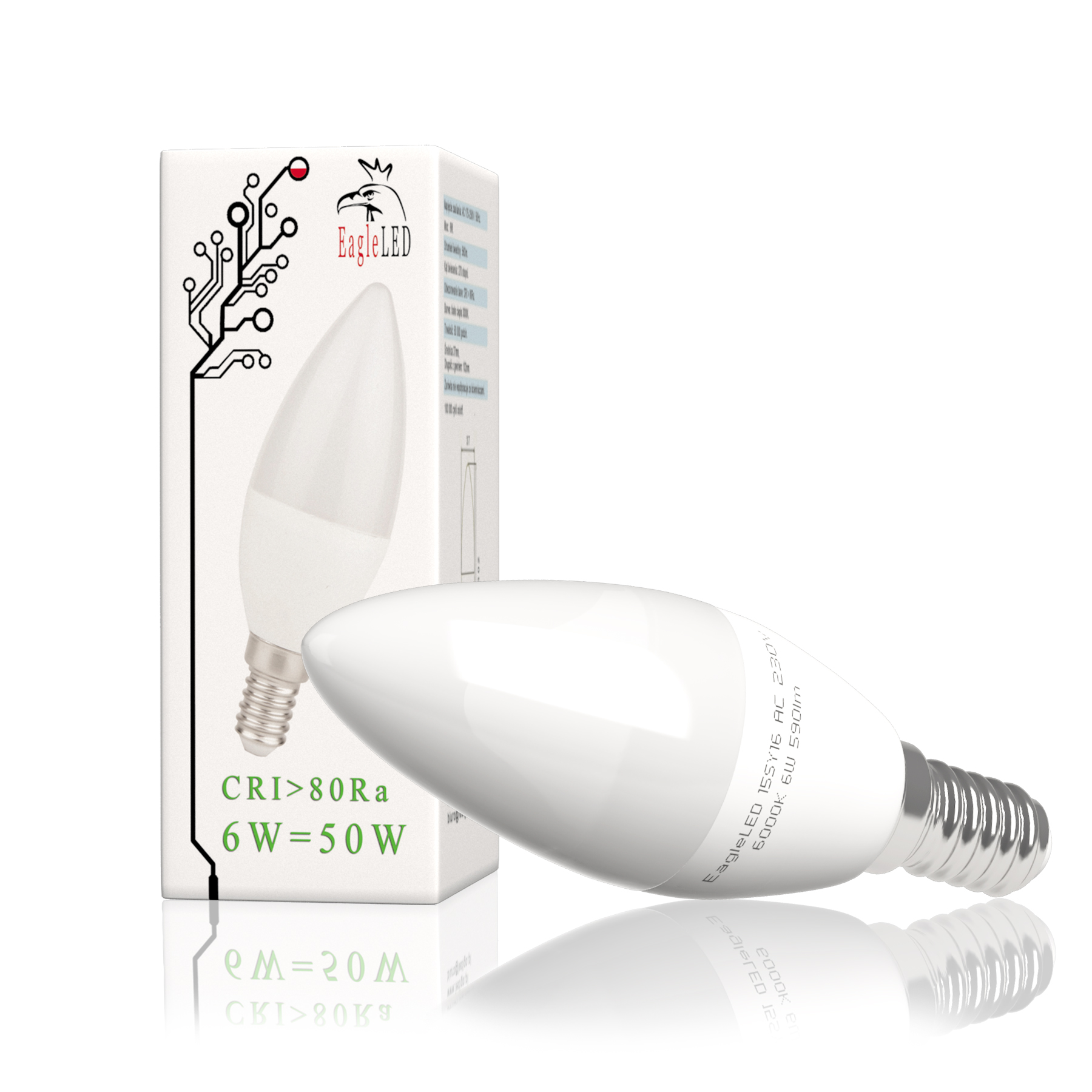 

Żarówka świeczka Led E14 C37 6W=50W zimna CCD El