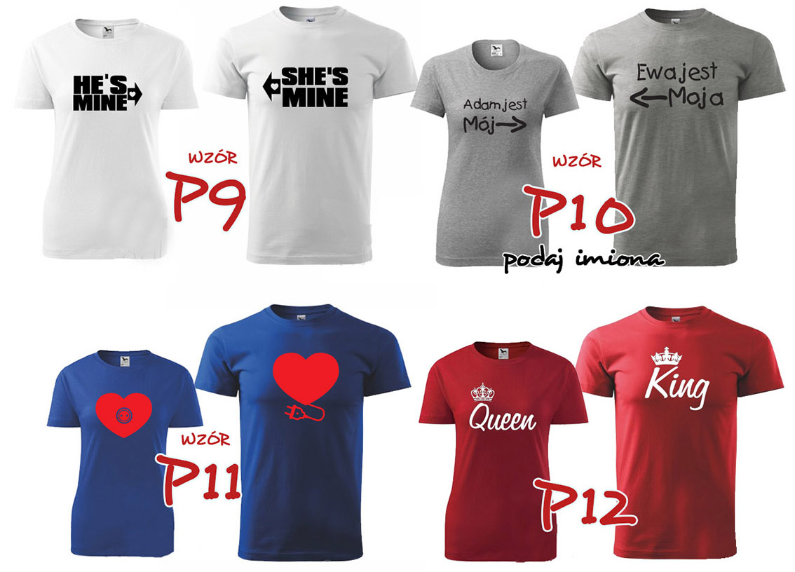 DAMSKA M MĘSKA L DWIE KOSZULKI DLA PAR WALENTYNKI Dekolt okrągły