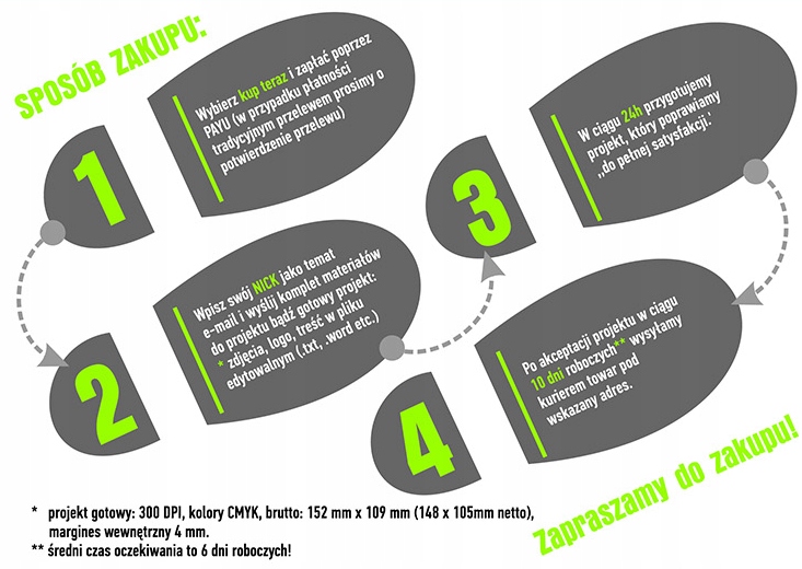 ZAPROSZENIA 350gram + FOLIA BŁYSK + PROJEKT Marka inna