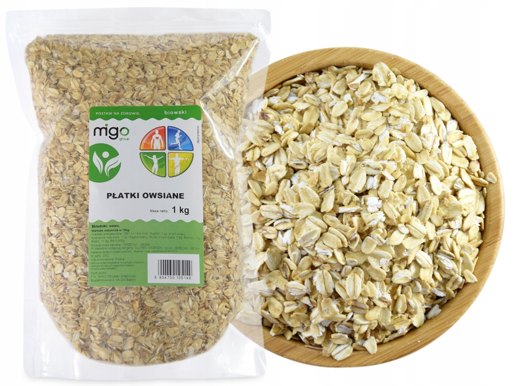 Levně 6 x MIGOgroup, Ovesné vločky 1 kg Přírodní lahodné Dieta MIGOgroup