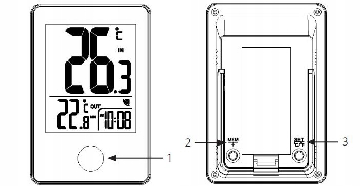 Termometr bezprzewodowy ZASIĘG DO 60M + zegar Marka Marquant