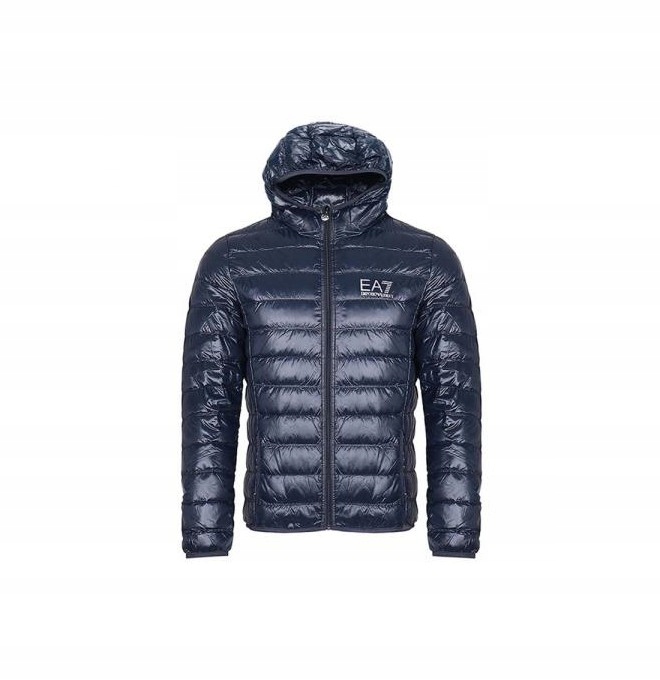 EMPORIO ARMANI EA7 páperová prechodná bunda s kapucňou XL NAVY BLUE