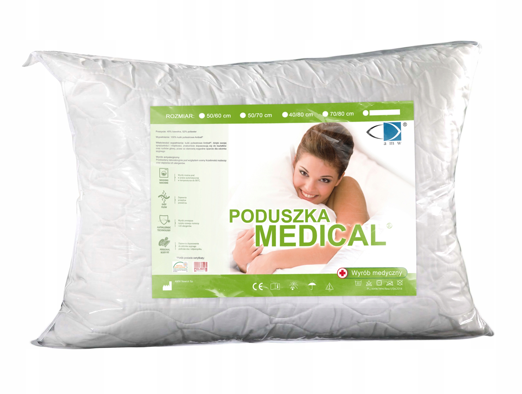 

Polska Poduszka Medical 40X60 40 Zamek Amw 95*C