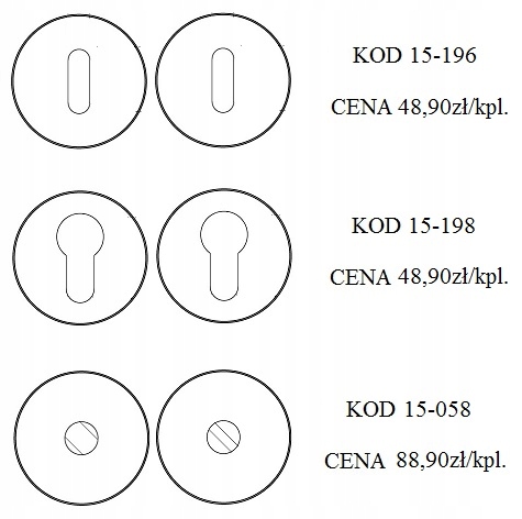 Klamka 1515 rozeta okrągła chrom Convex Rodzaj Klamka wewnętrzna