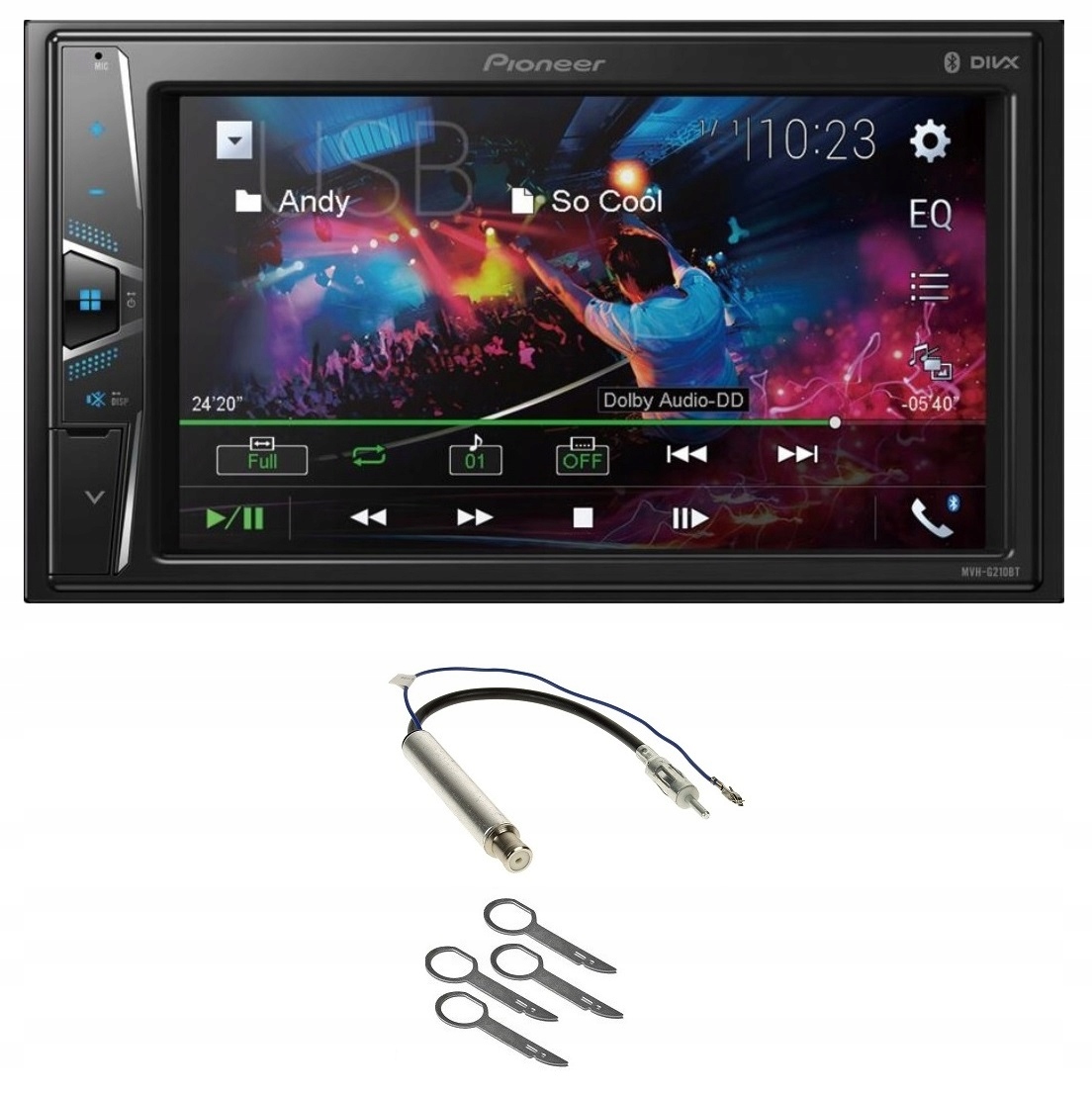 Pioneer MVH-G210BT Bluetooth autorádio Vw Golf 4 2DIN separátor