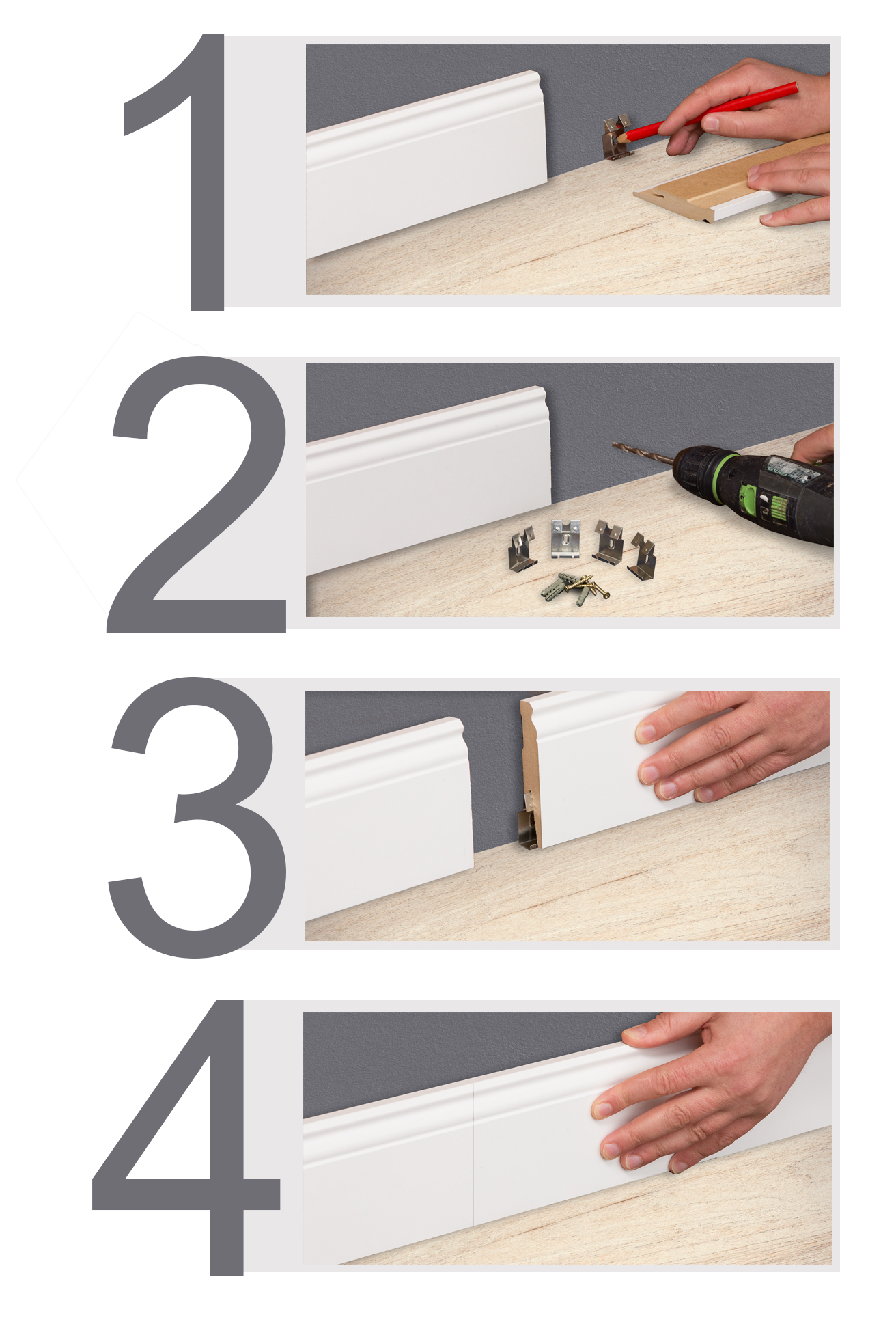 KLIPS MONTAŻOWY LISTWA PRZYPODŁOGOWA BIAŁA KLAMRA Kod producenta KLIPSY