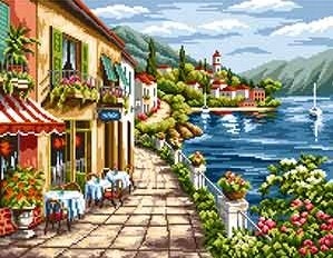 Vyšívací sada "nad břehem jezera" 8028, 30x40 cm Ariadna