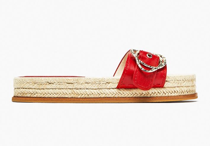 ZARA KOŽENÉ ČERVENÉ ŠĽAPKY TOPÁNKY ESPADRILKY 40