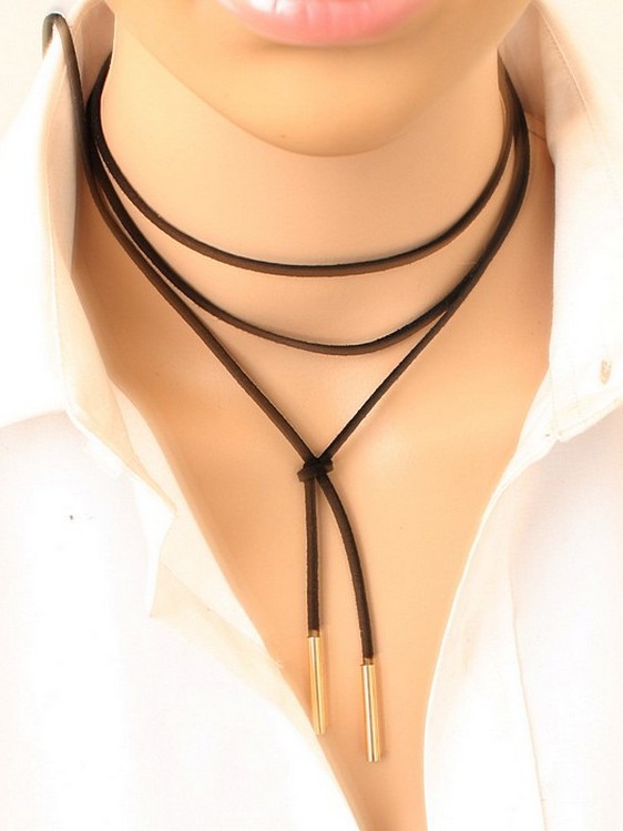 

Czarny Choker Naszyjnik Chocker Sznurek Złoty