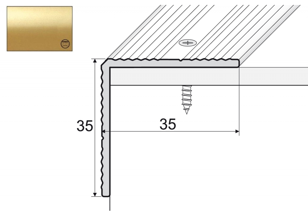 

Kątownik aluminiowy A34, 90cm Złoto 35x35mm