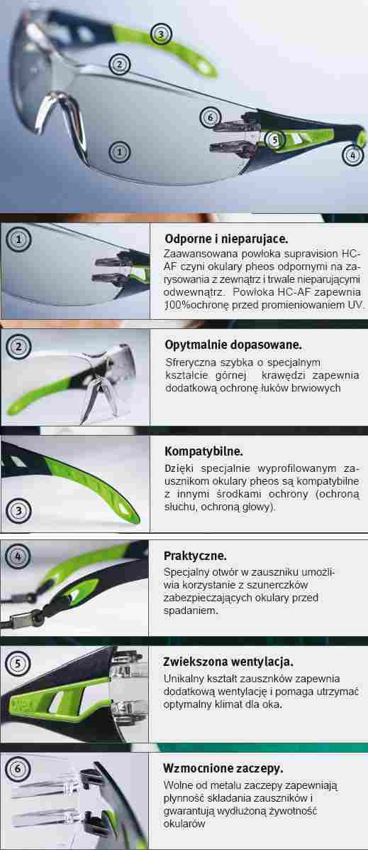 OKULARY OCHRONNE ROZJAŚNIAJĄCE UVEX PHEOS 9192.385 Model OKU UVEX PHEOS 385