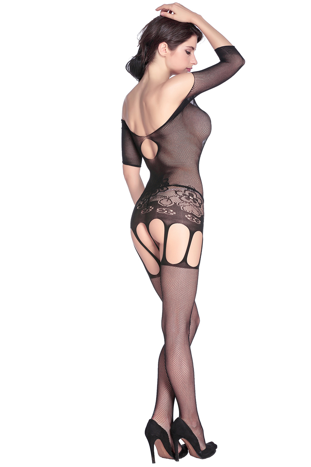 BODYSTOCKING Z PASAMI Siatka Z Wzorem Zmysłowe Płeć kobieta