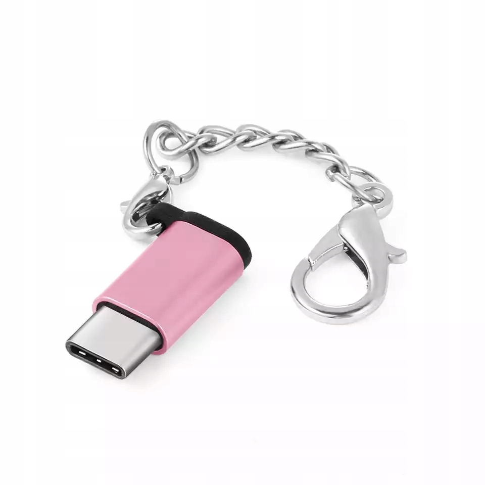 

Adapter brelok micro usb typ b na typ c różowy