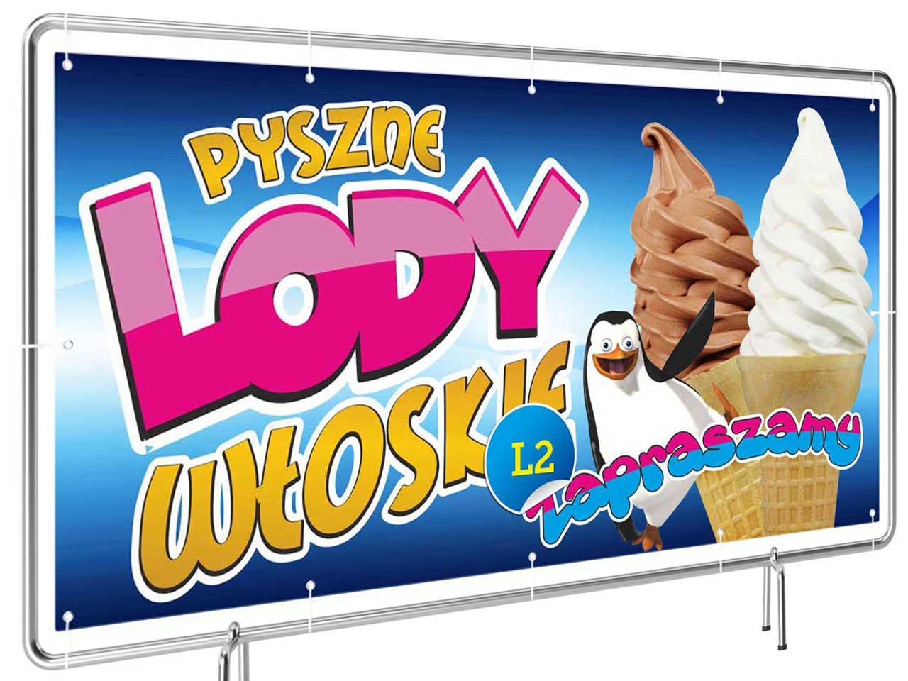 

Gotowe Projekty Reklama 2mx1m -desery lody Gofry