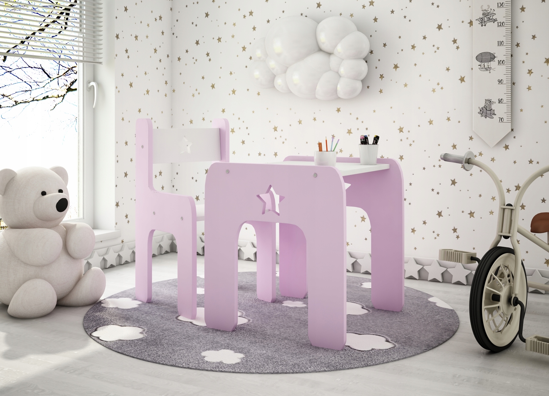 KRZESEŁKO I STOLIK Z GWIAZDKĄ RÓŻNE KOLORY EAN (GTIN) 5905591427005