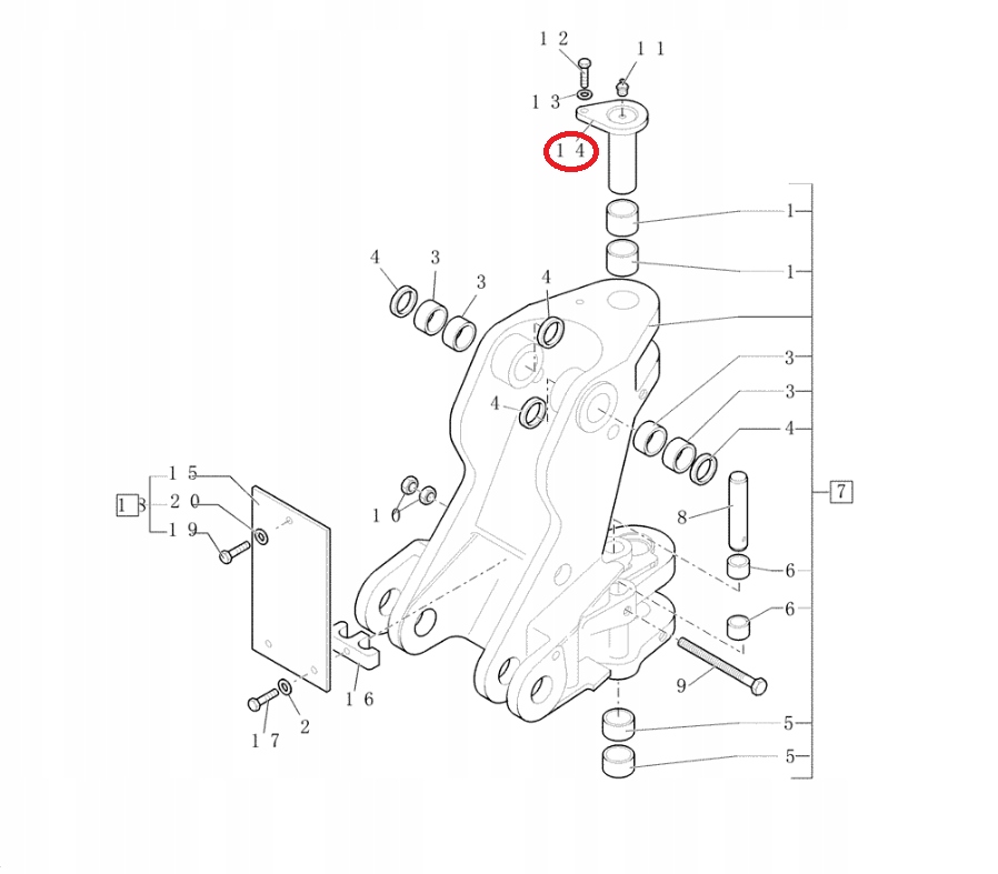 Поворотный штифт задней бабки Mount CASE NH 85801076 70x140
