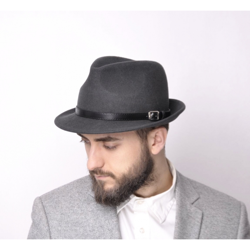 

Kapelusz męski fedora Richard 100% wełna 55 szary