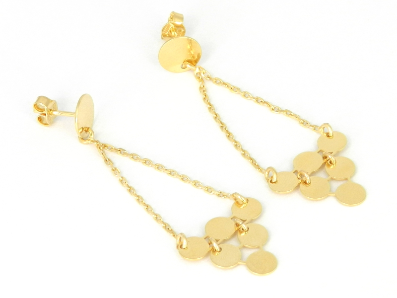 Dlouhé náušnice s stříbro pozlacenými kroužky