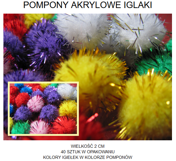 POMPONY IGLAKI - komplet 40 sztuk Liczba sztuk 40 szt.