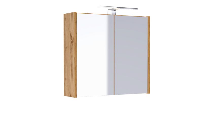Šatníková skriňa so zrkadlom Ibiza dub/biela 60 cm s kinkietem