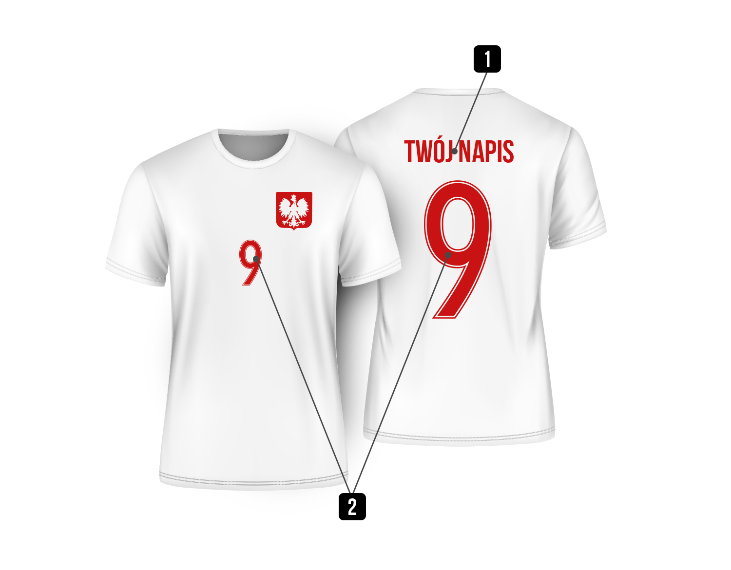 4 KOSZULKI KIBICA REPREZENTACJI POLSKI TWÓJ NAPIS Rozmiar uniwersalny