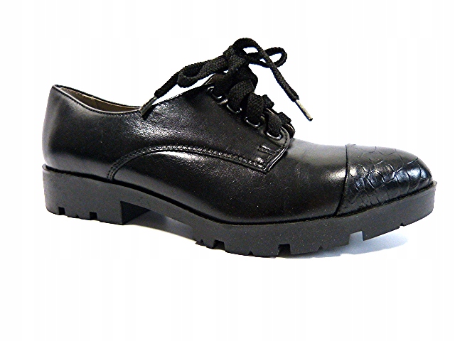 Polobotky na silné podrážce, kůže, černé, velikost 39