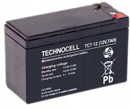 

Akumulator Technocell 12V 7Ah Do Alarmu Tc 7-12