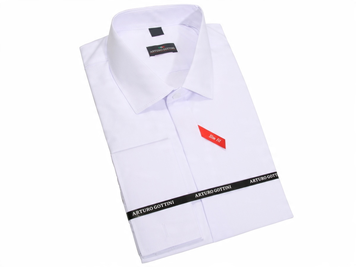 

Koszula Biała Gładka Na Spinki 38 176-182 Slim
