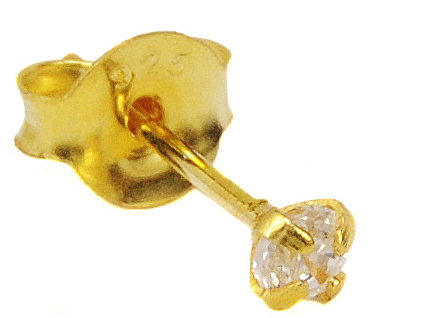 

Kolczyk cyrkonia 2,5 mm zakuw. złocone srebro 925