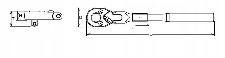 Телескопическая трещотка на шарнире 355-495 мм 1/2'