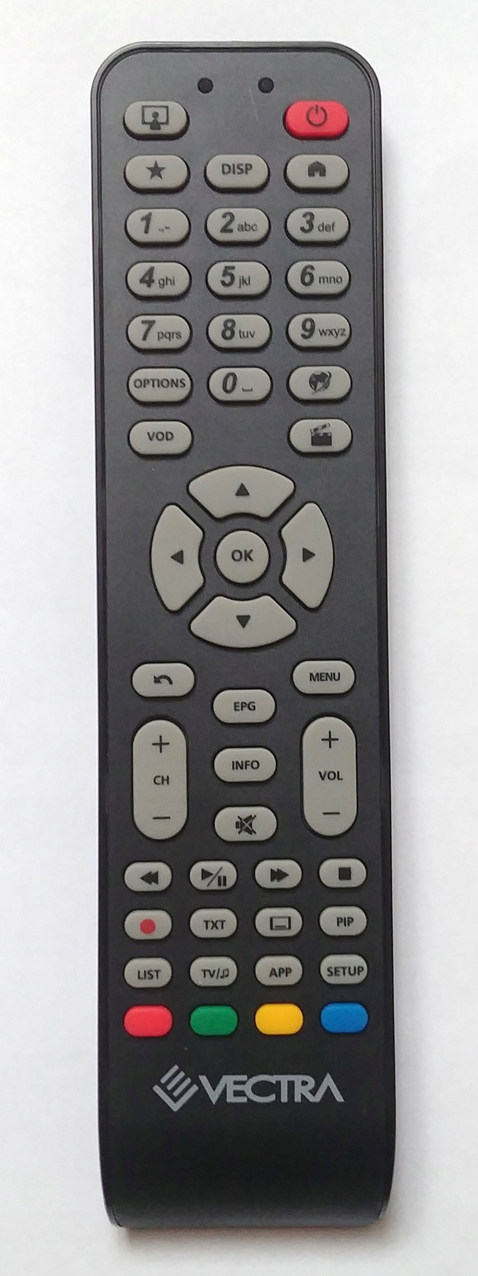 Pilot do dekoderów telewizji kablowej Oryginał płaski z logo VECTRA -GREY Marka Cardsplitter
