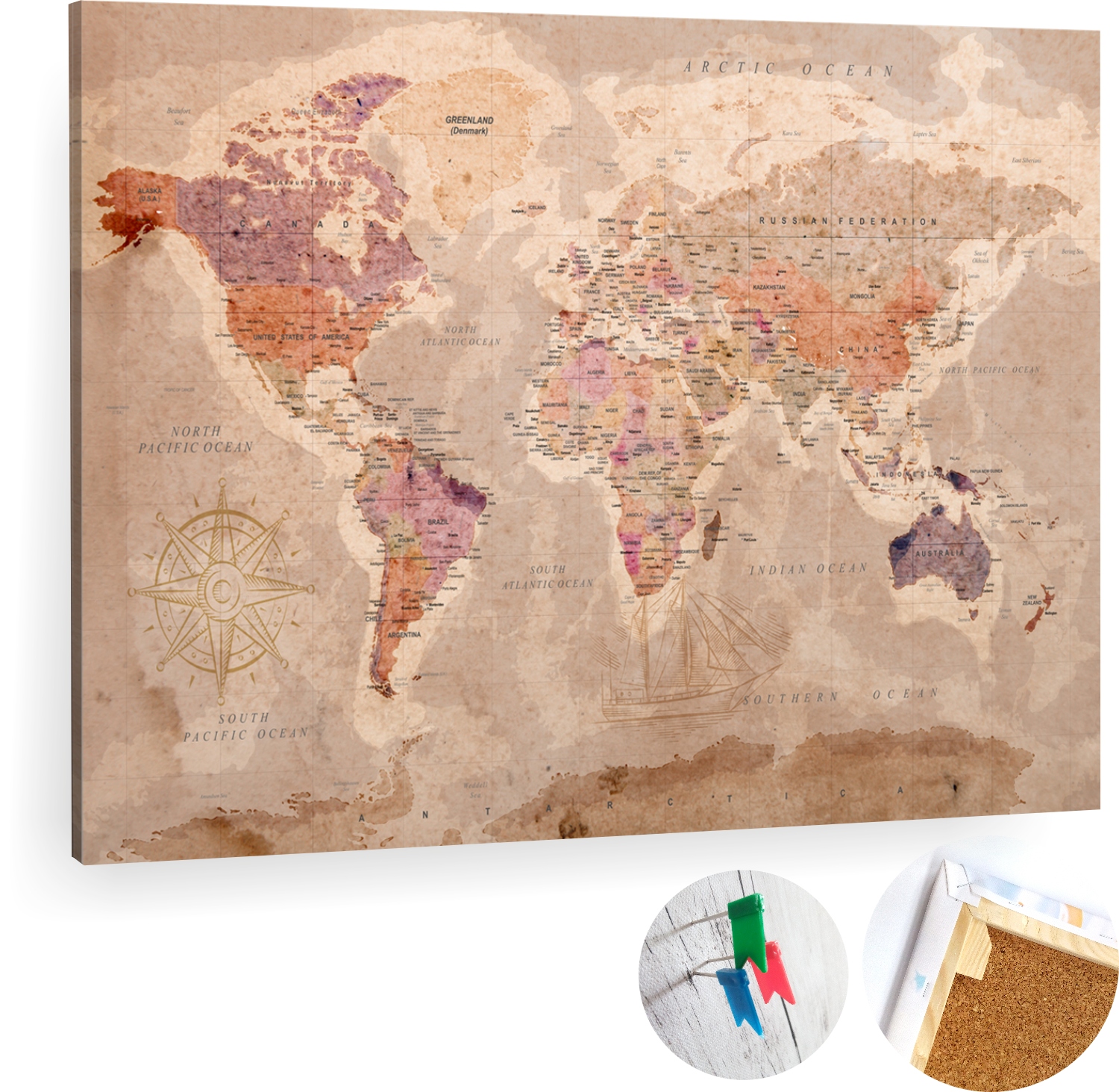 

Tablica korkowa Obraz Mapa świata europy 120x80cm