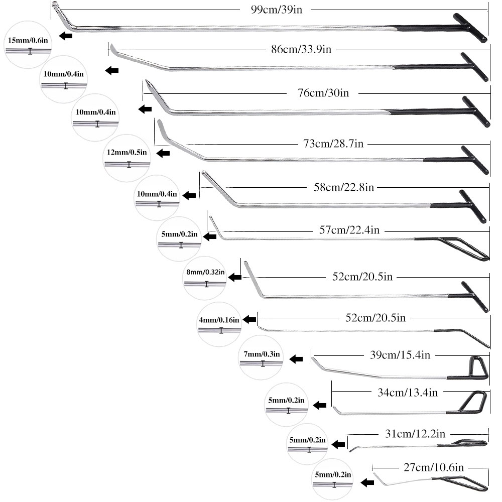 Druty PDR heble lance 23 szt usuwanie wgniecen Mark Super PDR