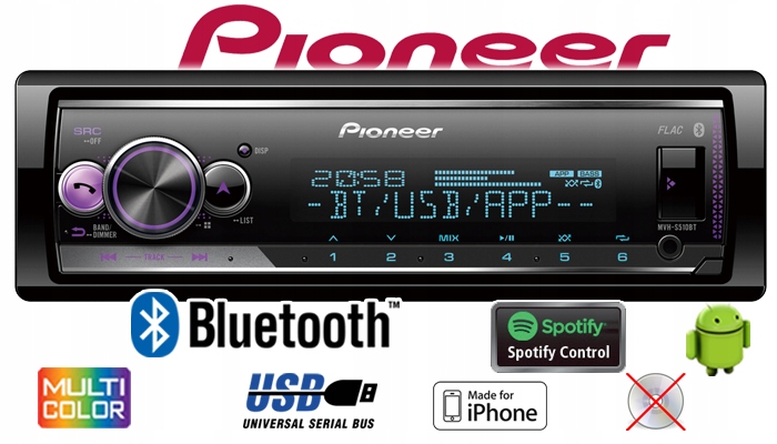 PIONEER MVH-S510BT BT MP3 USB RADIO SAMOCHODOWE