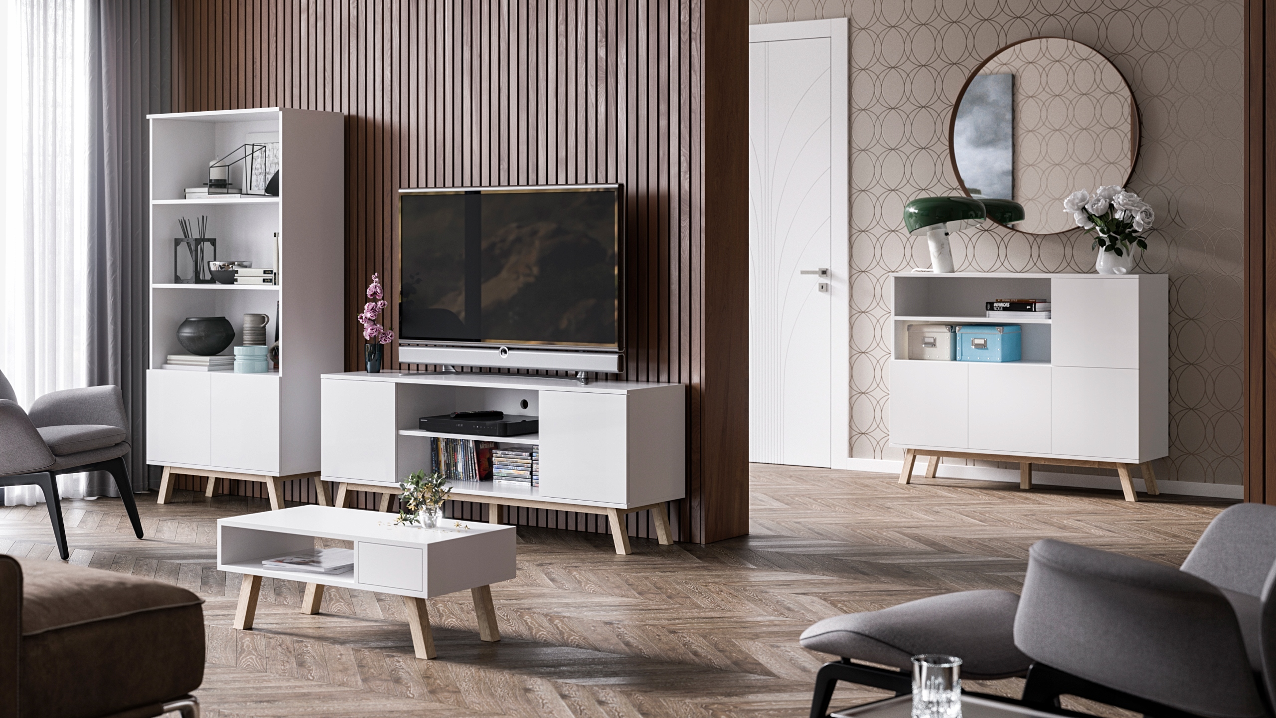 Komoda Szafka RTV Vero Biały Mat Styl Skandynawski EAN (GTIN) 5900949801735