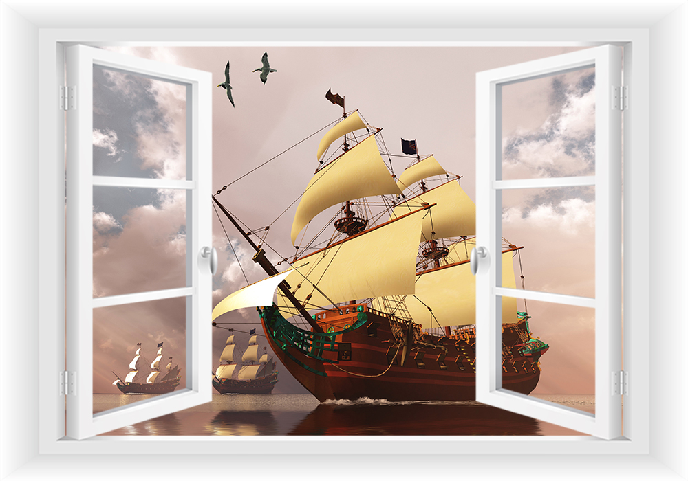 

Fototapeta Okno 3D Statek Żaglowiec Ocean 150x100