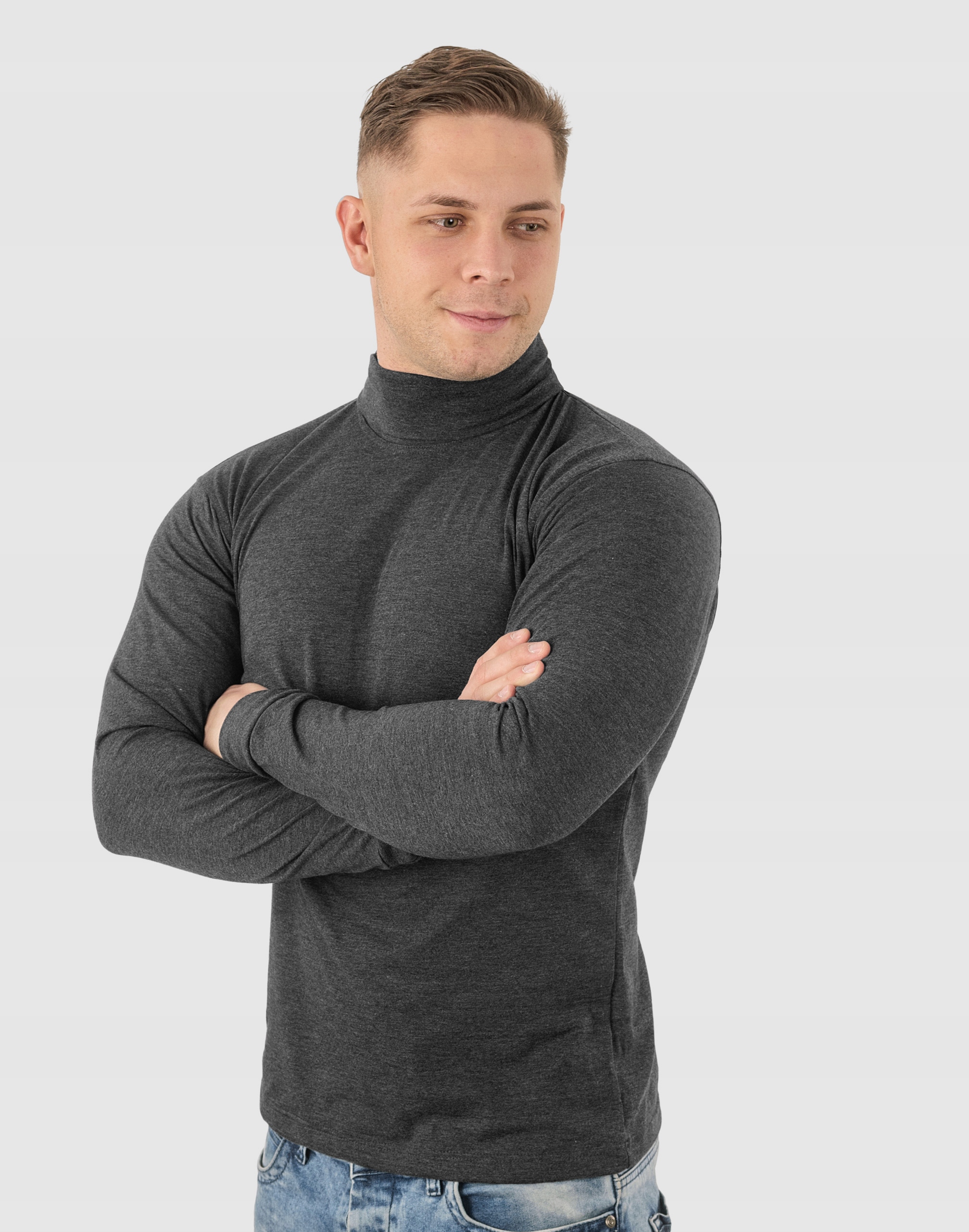 Elegancki Sweter Golf Męski Golfy WXM XL antracyt Marka inna