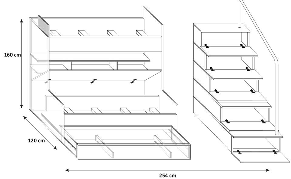 Łóżko piętrowe RAJ 2 + stelaże + materace Kod producenta KM