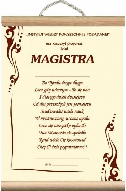 

Dyplom życzenia gratulacje Pana Magistra