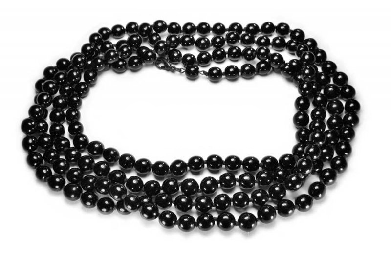 Náhrdelník Korálky Černé Dlouhé Skleněné Jablonex