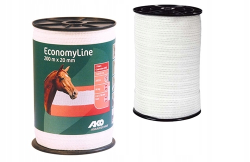 PASTUCH TAŚMA AKO BIAŁA DLA KONI 20MM /200M Długość 200 m